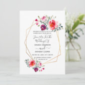 Elegant bloemuitnodiging, rsvp & receptie kaart (Staand voorkant)