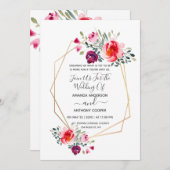 Elegant bloemuitnodiging, rsvp & receptie kaart (Voorkant / Achterkant)