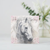 Elegant Bloemwit Paard Feestdagenkaart (Staand voorkant)