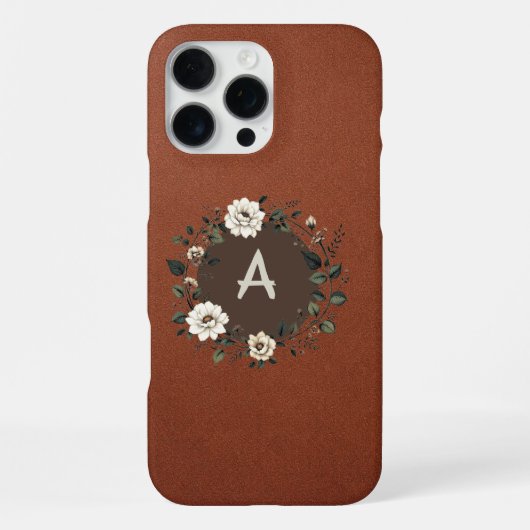 Elegant bloesemmonogram iPhone hoesje (Achterkant)