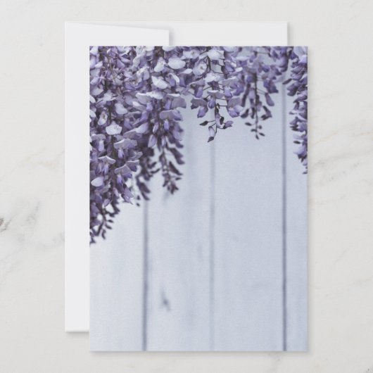 Elegant bloesems paarse rozen hout bloemen bruilof kaart (Achterkant)