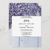 Elegant bloesems paarse rozen hout bloemen bruilof kaart (Voorkant / Achterkant)