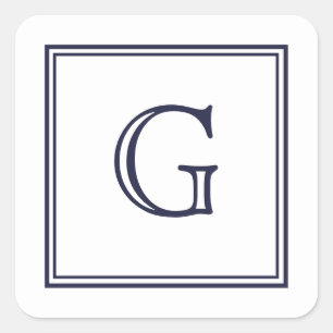 Elegant blokmonogram met rand vierkante Stickers