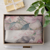 Elegant  blond meisje met roze pioenen tissuepapier (Geschenk)