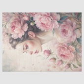 Elegant  blond meisje met roze pioenen tissuepapier (Voorkant)