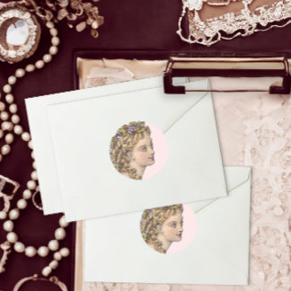Elegant Blond Victoriaans vrouw Mode Ronde Sticker