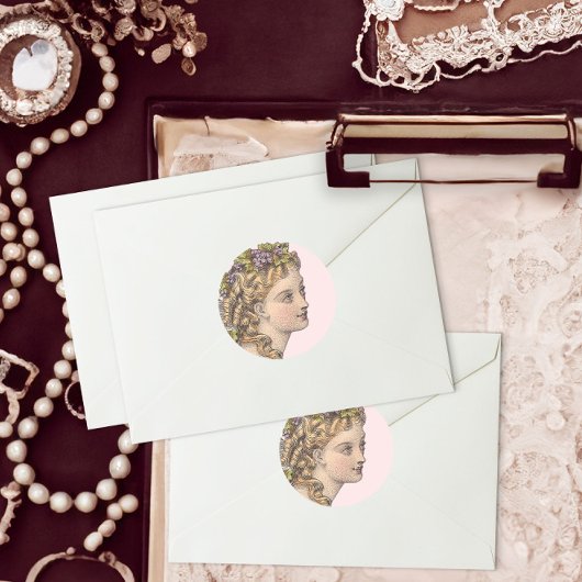 Elegant Blond Victoriaans vrouw Mode Ronde Sticker