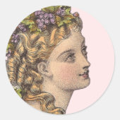 Elegant Blond Victoriaans vrouw Mode Ronde Sticker (Voorkant)