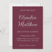 Elegant Blood Red & Silver Script Photo Wedding Save The Date (Voorkant)