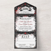 Elegant Blood Splatter Halloween Wedding All In One Uitnodiging (Binnen)