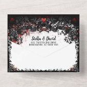 Elegant Blood Splatter Halloween Wedding All In One Uitnodiging (Achterkant)