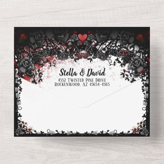 Elegant Blood Splatter Halloween Wedding All In One Uitnodiging (Achterkant)