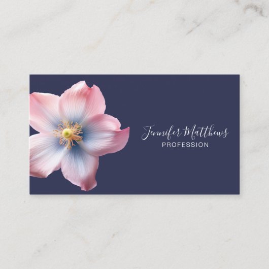 Elegant Bloom Blauw Roze Orchidee Bloemen Visitekaartje (Voorkant)