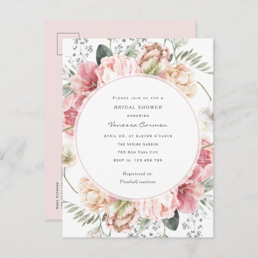 Elegant bloom bloem, tuinbloemen uitnodiging briefkaart (Voorkant / Achterkant)