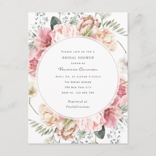 Elegant bloom bloem, tuinbloemen uitnodiging briefkaart (Voorkant)