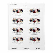 Elegant Bloom Blush Burgundy Navy Rozen H2 Etiket (Full Sheet)