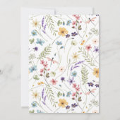 Elegant Bloom Wildflower Romantisch Script Bruilof Kaart (Achterkant)