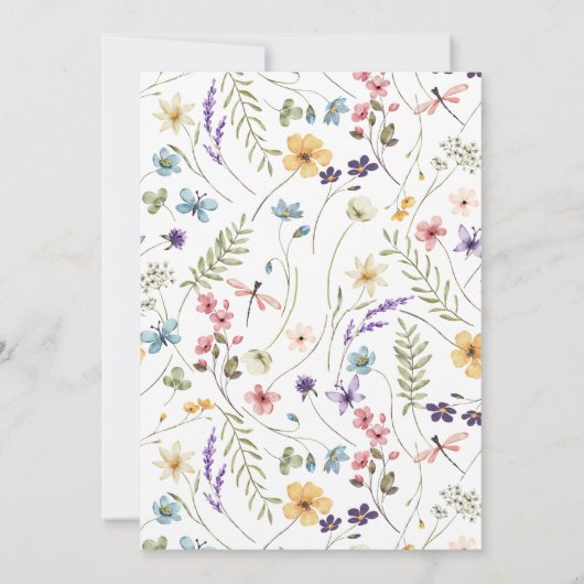 Elegant Bloom Wildflower Romantisch Script Bruilof Kaart (Achterkant)