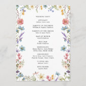 Elegant Bloom Wildflower Script Bruiloft Programmakaart (Achterkant)