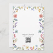 Elegant Bloom Wildflower Script QR Code Bruiloft Kaart (Achterkant)