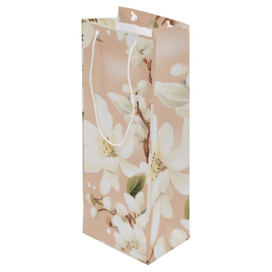 "Elegant Bloom Wine Bag" Wijn Cadeautas (Achterkant Gekanteld)