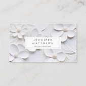 Elegant Bloom Wit Bloemen Minimaal Visitekaartje (Voorkant)