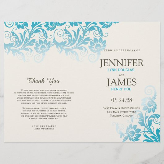 Elegant Blooming Elegance Wedding Programs (Voorkant)