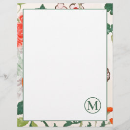 Elegant Blooming Floral monogrammed Stationery Briefhoofd