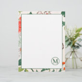 Elegant Blooming Floral monogrammed Stationery Briefhoofd (Staand voorkant)