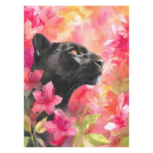 Elegant Blooming Floral Wild Black Panther Tafelkleed (Voorkant)