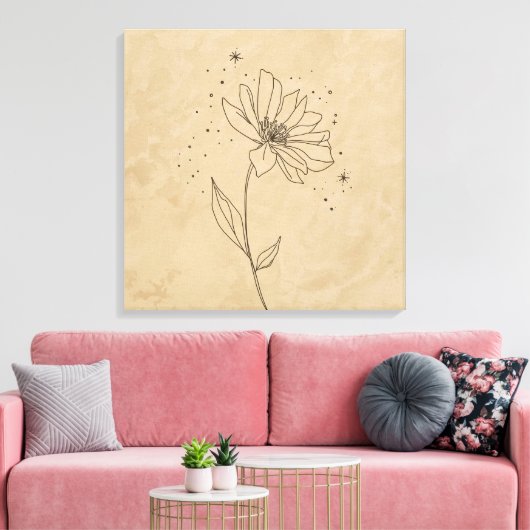 Elegant Blooming Flower Art Print | Minimalist  (Insitu (Woonkamer))