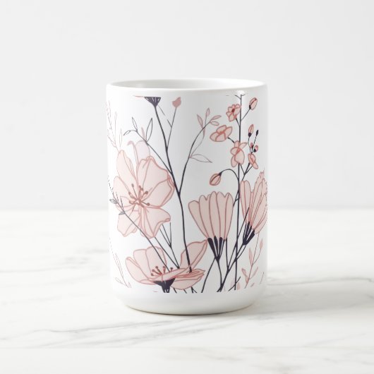 Elegant Blooming Flower Illustration Koffiemok (Center)