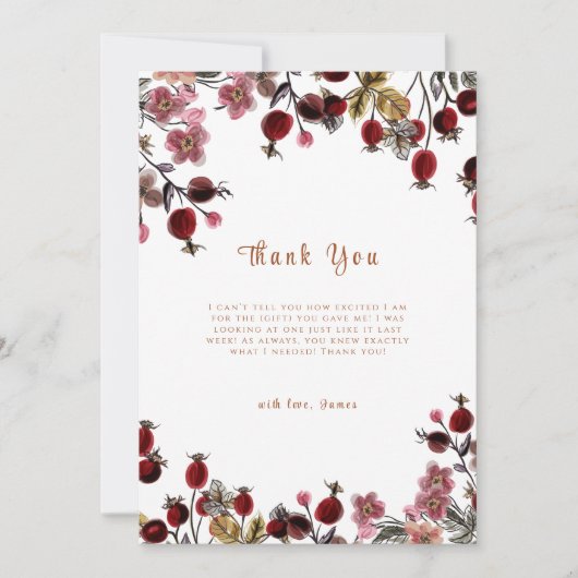 Elegant Blooming Wildflower Berry Baby shower Bedankkaart (Voorkant)