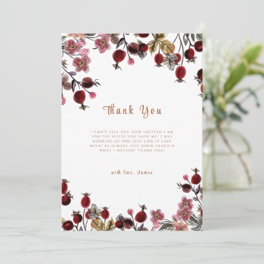 Elegant Blooming Wildflower Berry Baby shower Bedankkaart (Staand voorkant)