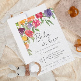Elegant Blooms Bright Tulpen Baby shower Kaart