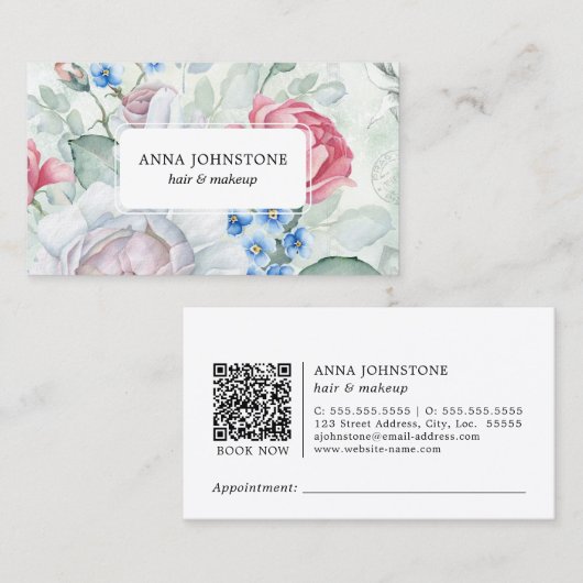 Elegant Blooms QR-code | Afspraak Visitekaartje (Voorkant / Achterkant)