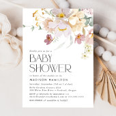 Elegant Blooms Roze en Cream Floral Baby shower Kaart