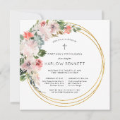 Elegant Blossom First Heilige Communauteit Uitnodi Kaart (Voorkant)