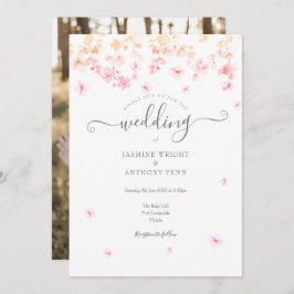 Elegant Blossom Floral Photo Wedding Kaart