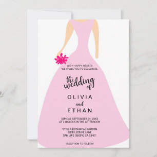 Elegant blossom roze chic Wedding Invitation Kaart