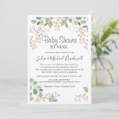 Elegant Blossom Waterverf Baby shower e-mail Kaart (Staand voorkant)