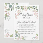 Elegant Blossom Waterverf Baby shower e-mail Kaart (Voorkant / Achterkant)