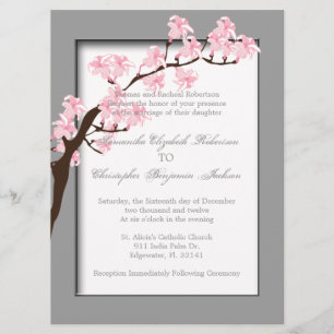 Elegant  Blossom Wedding Invite Kaart