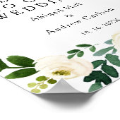 Elegant Blossom White Floral Wedding Welkom Poster (Hoek)
