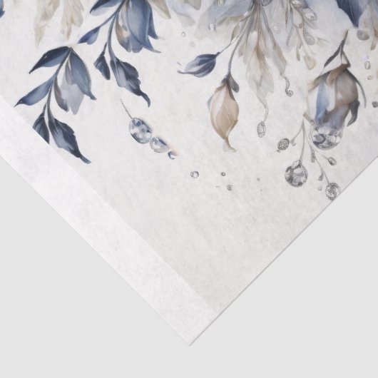 Elegant Blossoms in Blue & White Decoupage Tissuepapier (Detail)