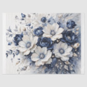 Elegant Blossoms in Blue & White Decoupage Tissuepapier (Voorkant)