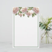 Elegant blozen roze witte bloemen rozen briefpapier (Staand voorkant)