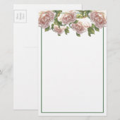 Elegant blozen roze witte bloemen rozen briefpapier (Voorkant / Achterkant)
