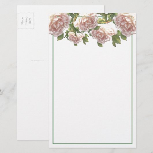 Elegant blozen roze witte bloemen rozen briefpapier (Voorkant / Achterkant)
