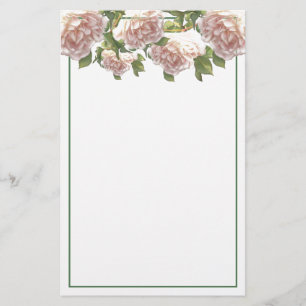 Elegant blozen roze witte bloemen rozen briefpapier